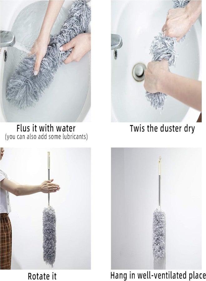 Amcube tech Long Handle Microfiber Feather Fan Ceiling Duster for Dust Cleaning with extendable Pole 100 Inch with Anti Scratch Bendable Brush for Cleaning High roof Cobweb Stick | Grey Fan Cleaner - Image 5